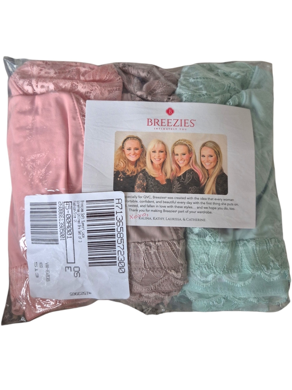 Breezies Soft Support Lace Wirefree Bras 1X Set of 3 Pastel UltimAir Romantic - Picture 8 of 8